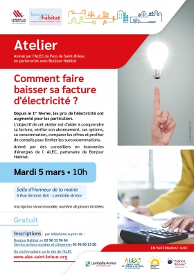 Faire baisser sa facture d'électricité, avec l'ALEC du Pays de Saint-Brieuc