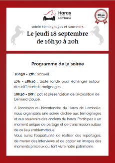 Soirée Témoignages & Souvenirs au Haras de Lamballe